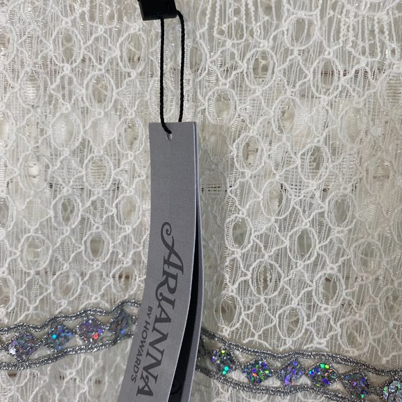 Arrianna by Howard's Ivory Sheer Lace Long Sleeve Top Women's Size Small Medium - Picture 5 of 11